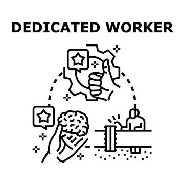 Dedicated worker applying intelligence for quality work success Stock Illustration
