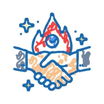 Dedication flame succes challenge icon doodle illustration Illustrazione stock