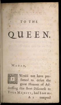 Dedication to the Queen. 1728. Illustrazione stock
