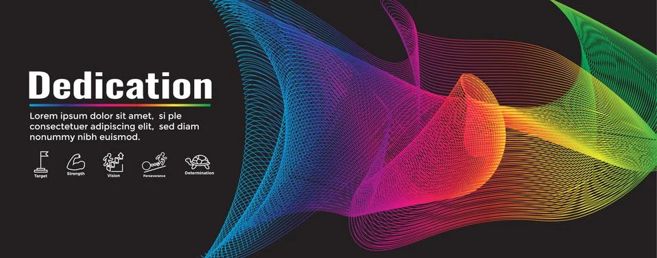 Dedication, Vision and Values Web Header Banner with Connection, Growth, Focu Illustrazione stock