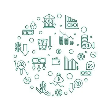 Dedollarisation vector round outline banner. US Dollar De-Dollarization ill.. Stock Illustration