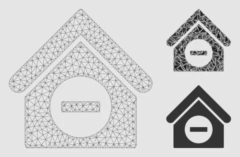 Deduct Building Vector Mesh 2D Model and Triangle Mosaic Icon Ilustración de archivo