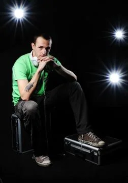 Dee jay in action Stock Photos