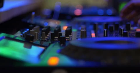 Dee Jay at work in the night club Stock Footage 62303918
