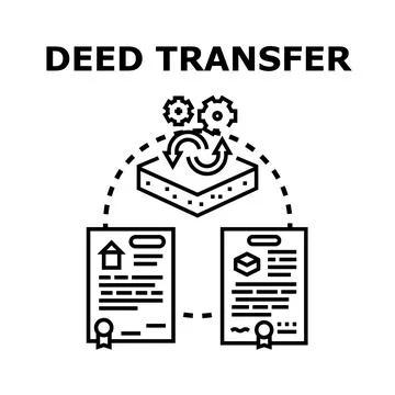 Deed transfer process changing property ownership rights 库存插图