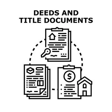 Deeds and title documents creating property ownership concept Ilustración de archivo