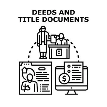 Deeds and title documents processing concept Stock Illustration