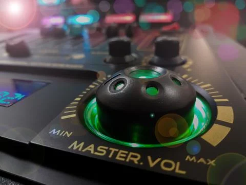 Deejay mixing console close-up Stock Photos