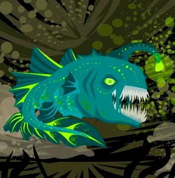 Deep abyss light fish Stock Illustration