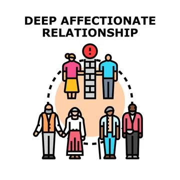 Deep affectionate relationship facing problems concept Stock Illustration