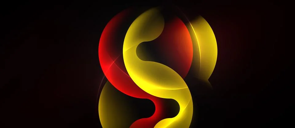 Deep black background with red flowing glow forms Stock Illustration