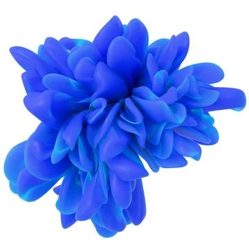 Deep blue abstract 3D floral bloom isolated on white background. Stock Illustration