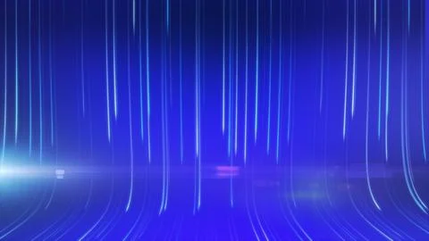 Deep blue abstract background with sparse vertical neon light lines, glowin.. Stock Illustration