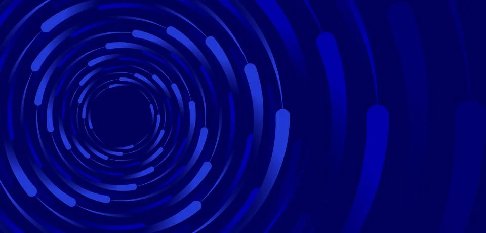 Deep Blue Abstract Circular Motion Background with Radial Wave Rings 스톡 일러스트