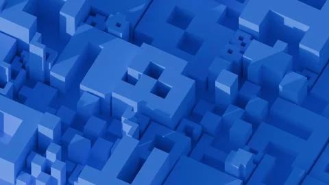 A deep blue abstract composition featuring interlocking geometric cubes that sym Stock Footage 340237810