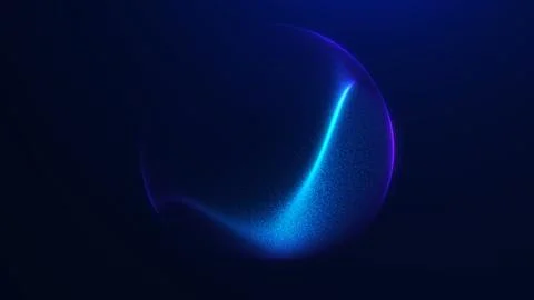 Deep blue abstract energy sphere with soft glowing arc, subtle particle tex.. Illustrazione stock