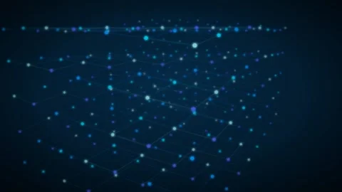Deep blue and aqua glowing dot mesh, seamless looping network animation Stock Footage 342023848