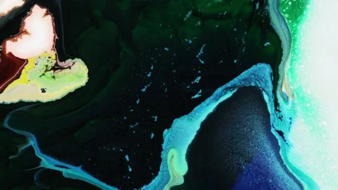Deep blue and green inks space. Moving abstract colorful background. Stock-Footage 154761356