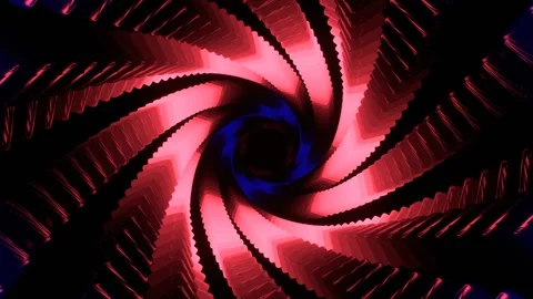 Deep Blue and Light Red Fantastic LED Vortex Spiral Background VJ Loop in 4K 스톡 동영상 344098663