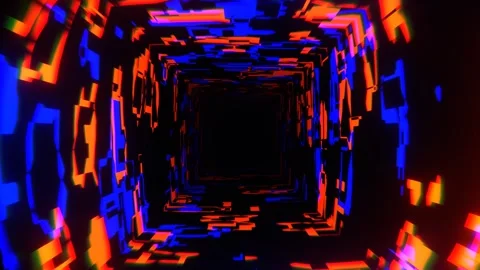 Deep Blue and Orange Framework of Changing Abstract Forms Background VJ Loop Stock Footage 310778065