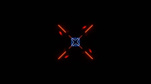 Deep Blue and Orange Impressive Neon Abstract Tunnel Background VJ Loop in 4 Stock-Footage 337926674