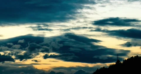 Deep blue and orange sunset as the storm is coming Stock Footage 165288127