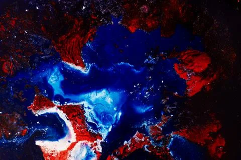 Deep Blue and Red Abstract Ocean Style Fluid Texture Stock Photos