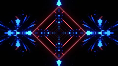 Deep Blue and Red Electric Neon Light Diamond Portal Background VJ Loop in 4 Stock Footage 337926764