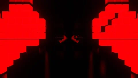 Deep Blue and Red Endless Corridor with Neon Strobe Hearts Background VJ Loo Видео 328358120