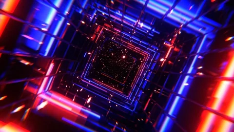 Deep Blue and Red Mesh Square Neon Portal Background VJ Loop l 4K Stock Footage 303145521