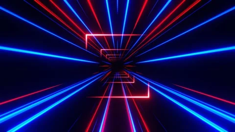 Deep Blue and Red Moving through the Laser Neon Portal Space Background VJ L Stock Footage 314365921