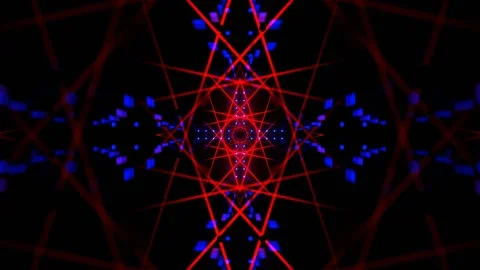 Deep Blue and Red Neon Laser Mandala Background VJ Loop in 4K Stock Footage 328358062