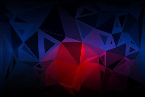 Deep blue and red random sizes low poly background Stock Illustration