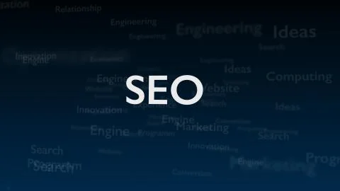 Deep blue background with different words, which deal with Search Engine 스톡 일러스트