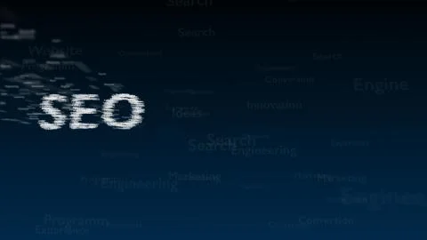 Deep blue background with different words, which deal with Search Engine Stock Illustration
