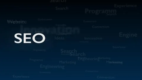 Deep blue background with different words, which deal with Search Engine Stock Illustration