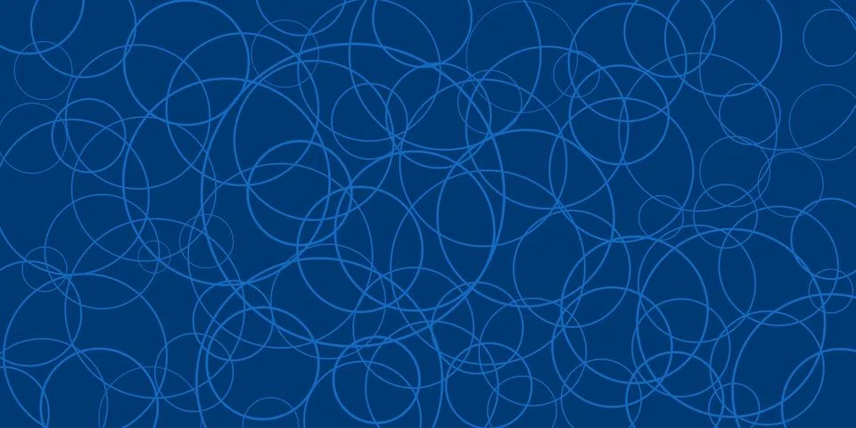 A deep blue background features overlapping white circles, forming a dynami.. Stock Illustration