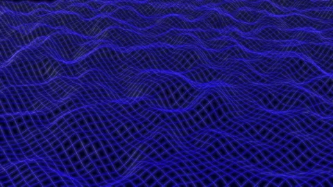 Deep blue background with grid mesh of lines, waves geometric 4k animation Stock Footage 268473817