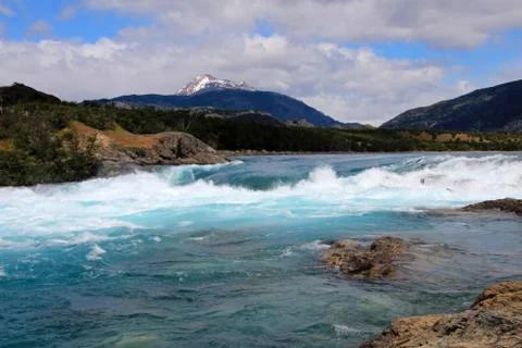 Deep blue Baker river, Chile Stock Photos
