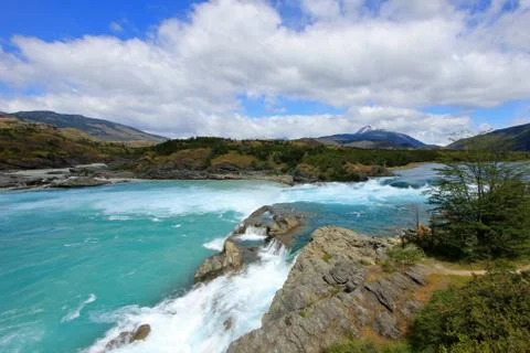Deep blue Baker river, Chile Stock Photos