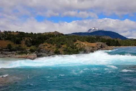 Deep blue Baker river, Chile Stock Photos