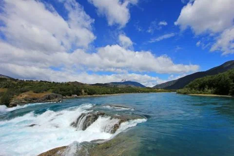 Deep blue Baker river, Chile Stock Photos