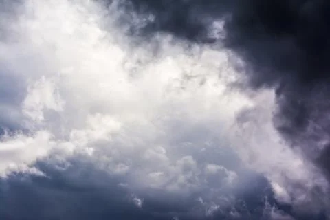 Deep Blue Black Dramatic Stormy Clouds Weather Sky Detail Contrast Skylight.. Stock Photos