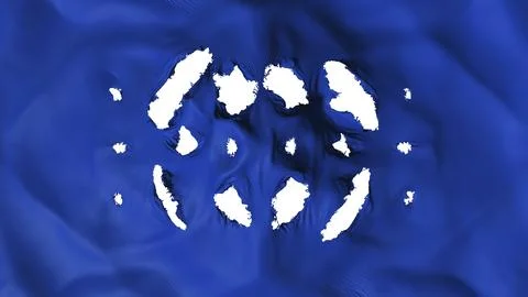 Deep blue color flag with a small holes, white background, 3d rendering Stock Illustration