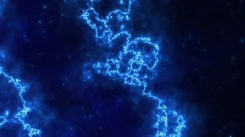 Deep blue cosmic background with glowing electric lightning patterns Stock Footage 327195685