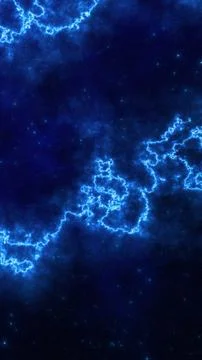 Deep blue cosmic background with glowing electric lightning patterns and st.. Illustrazione stock