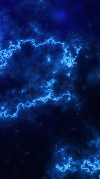 Deep blue cosmic background with glowing electric lightning patterns and star Illustrazione stock