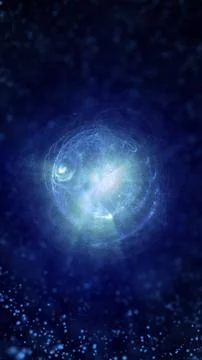 Deep blue cosmic vortex with glowing center and drifting particles, abstrac.. Stock Illustration