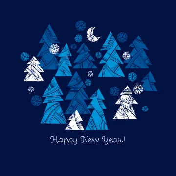 Deep blue decorative xmas tree vector element Stock Illustration
