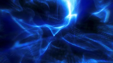 Deep blue digital mesh wave with glowing dotted structures Stock Footage 341948316